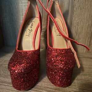 Dolls Kill Red Glitter Heels